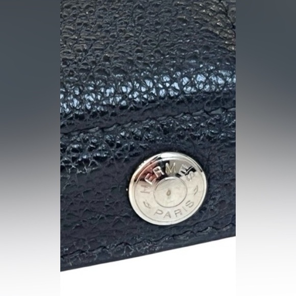 Hermes black color leather snap button pouch size GM - Picture 5 of 10